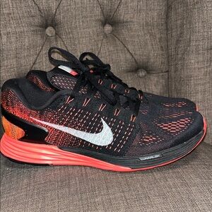 Nike Lunarglide 7 Black & Orange Sneakers men's 10